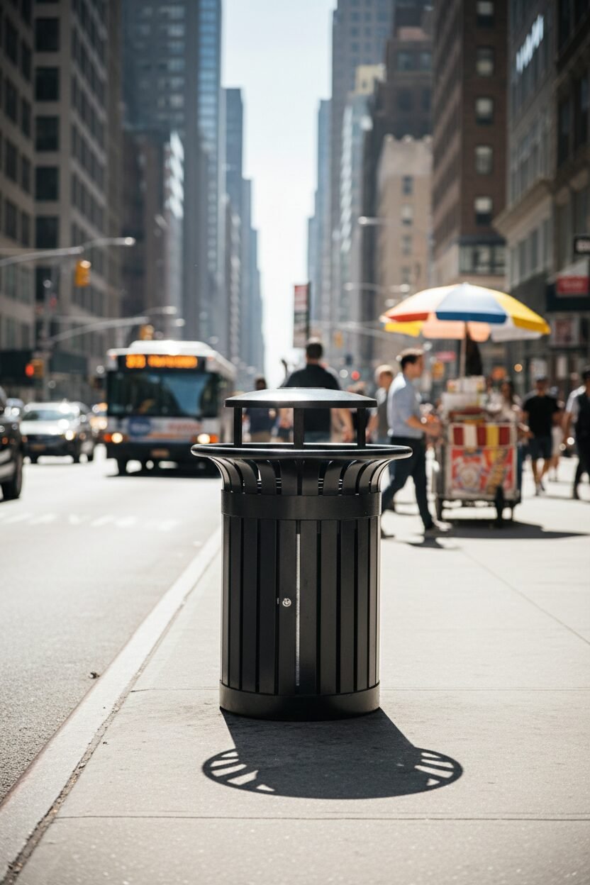 Steel Outdoor Litter Bin | Litter Receptacle 328 - Image 2