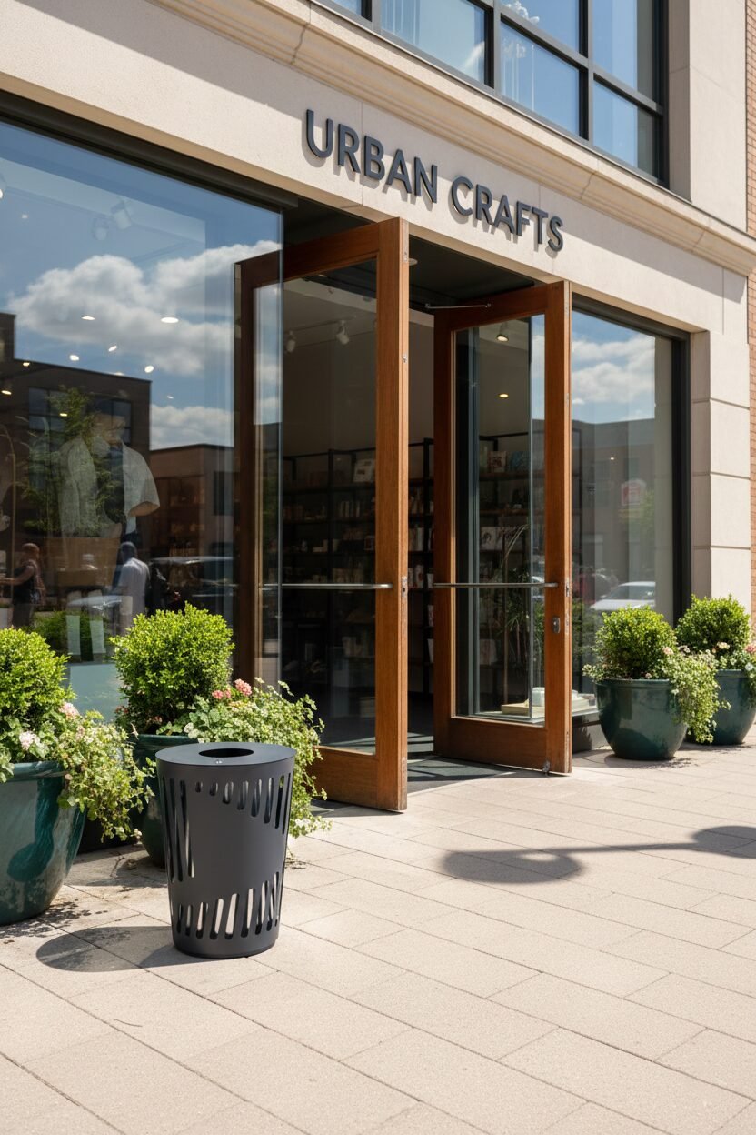 High-End Modern Slatted Waste Bin | Litter Receptacle 356 - Image 2